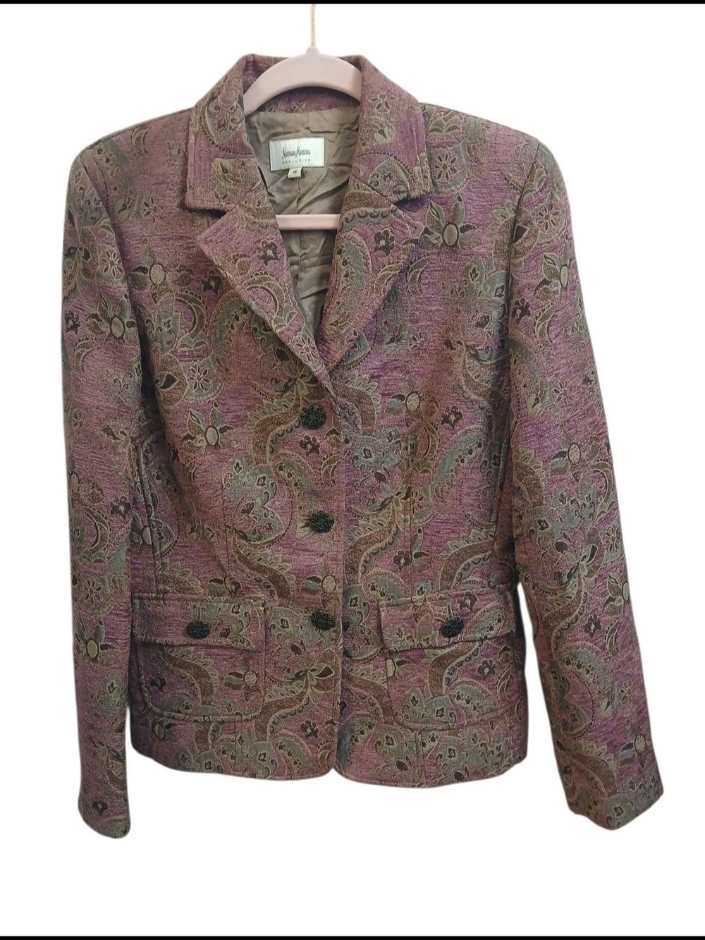 Neiman Marcus Exclusive Paisley Jacquard Pattern Jacket Vintage Y2K